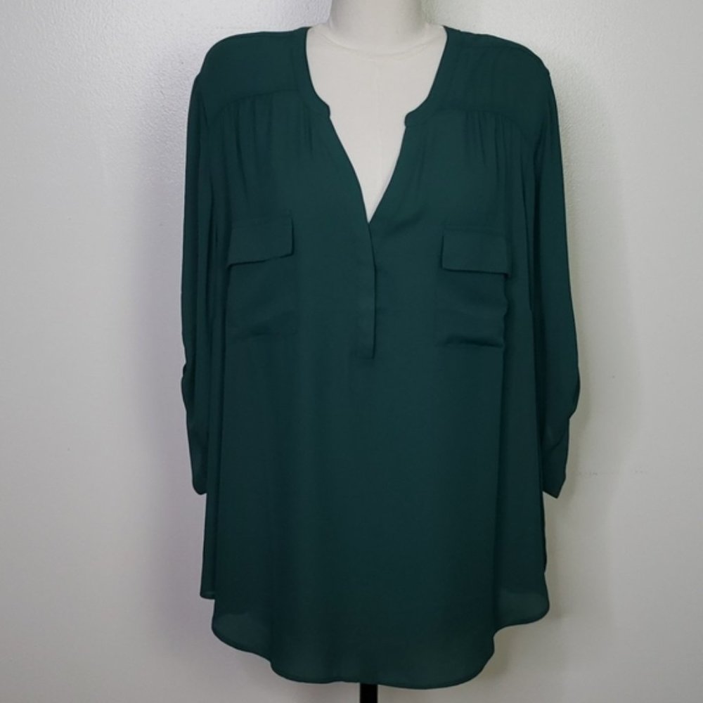 Torrid Dark Green Georgette Pullover Blouse 2X
